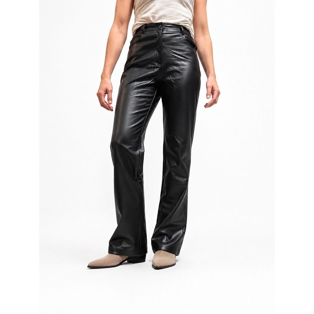 Lucy Paris Black Faux Leather Straight Leg Pants XS High Rise PA305 NWT